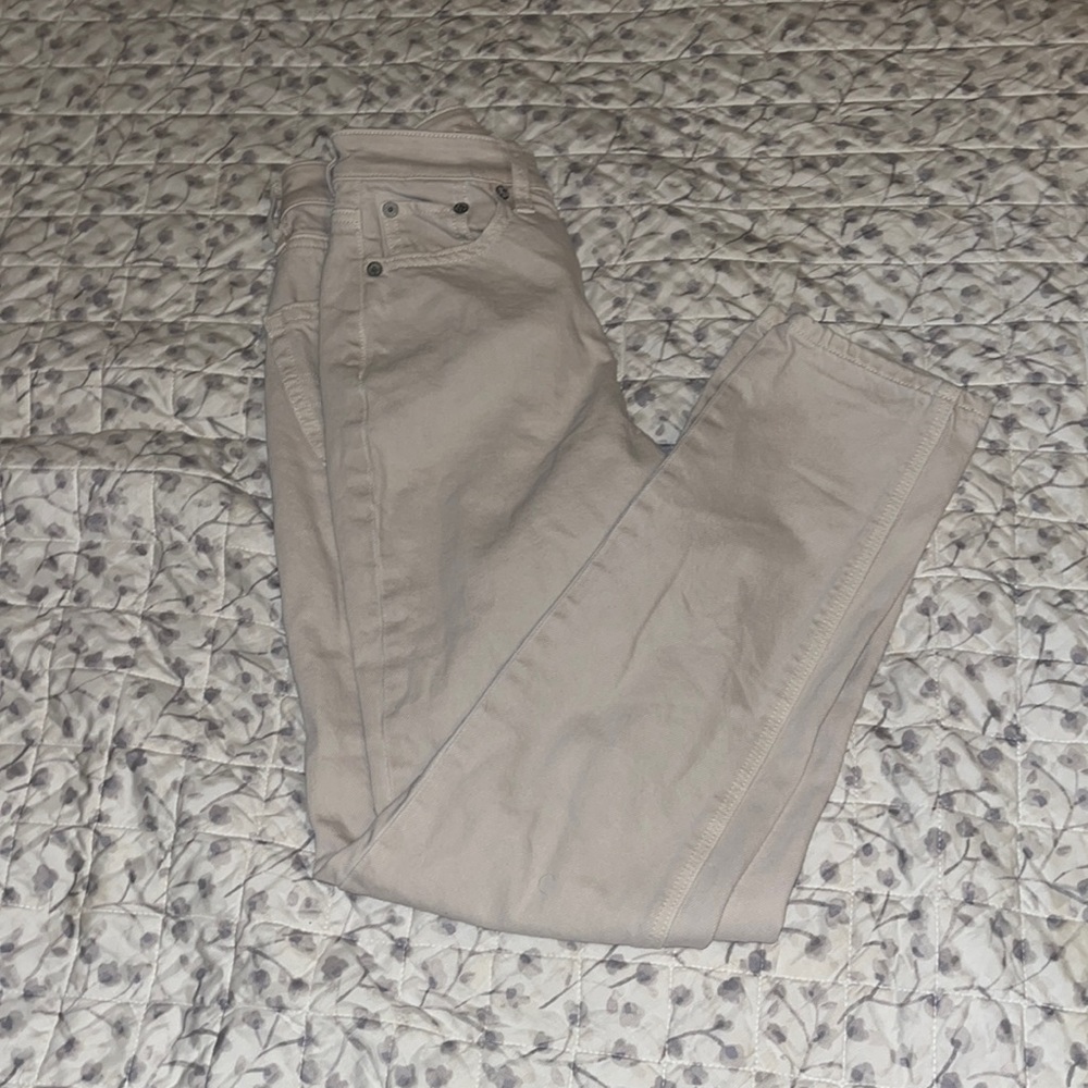 Cream Corduroy straight mom jean